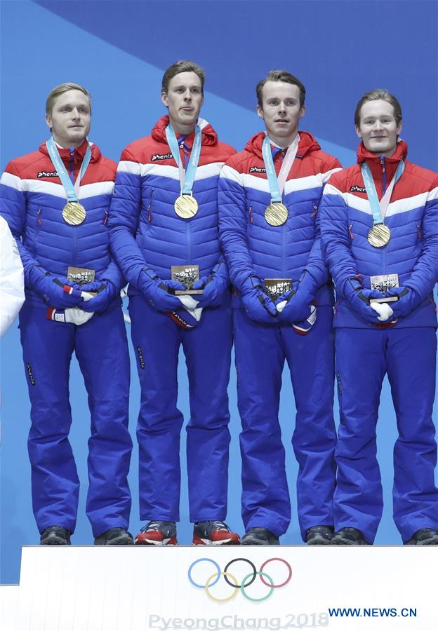 (SP)OLY-SOUTH KOREA-PYEONGCHANG-SPEED SKATING-MEN'STEAM PURSUIT-MEDAL CEREMONY