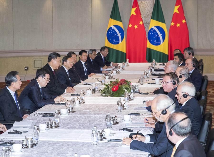 SOUTH AFRICA-JOHANNESBURG-CHINA-XI JINPING-BRAZIL-MICHEL TEMER-MEETING 