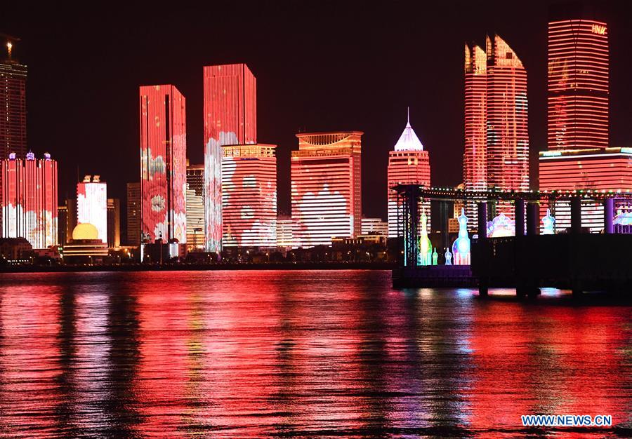 CHINA-QINGDAO-NATIONAL DAY-LIGHT SHOW (CN)