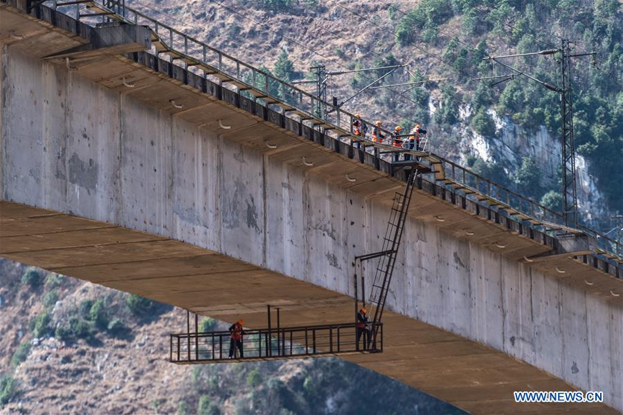 CHINA-GUIZHOU-SPRING FESTIVAL-RAILWAY BRIDGE-TECHNICIANS (CN)