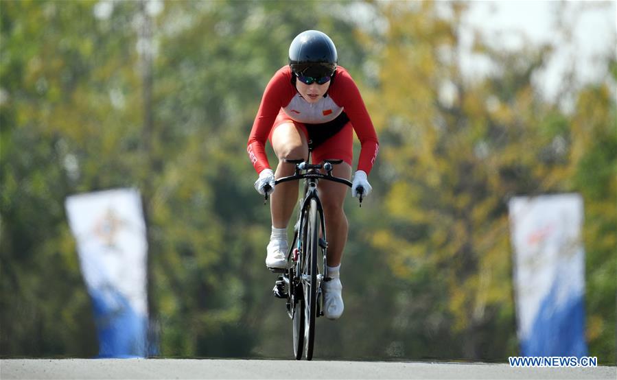 (SP)CHINA-WUHAN-7TH MILITARY WORLD GAMES-CYCLING ROAD-INDIVIDUAL TIME TRIAL WOMEN-FINAL