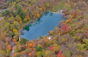 Beautiful autumn scenery of Labahe scenic zone in China's Sichuan