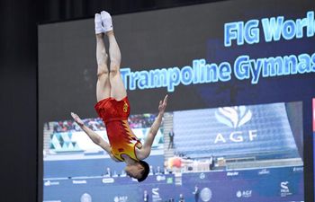 China's Gao Lei wins gold of Trampoline Gymnastics at FIG World Cup