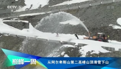 从阿尔卑斯山第二高峰山顶滑雪下山